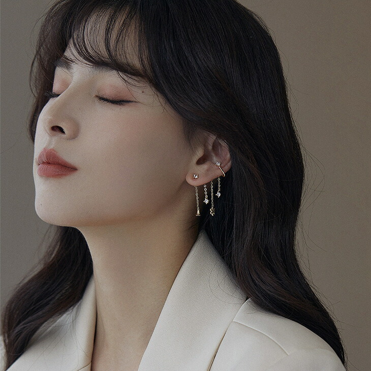 麗しげ 韓国モード 雅 イヤリング ピアス 簡単 付属品 両耳 T Foxunivers Com