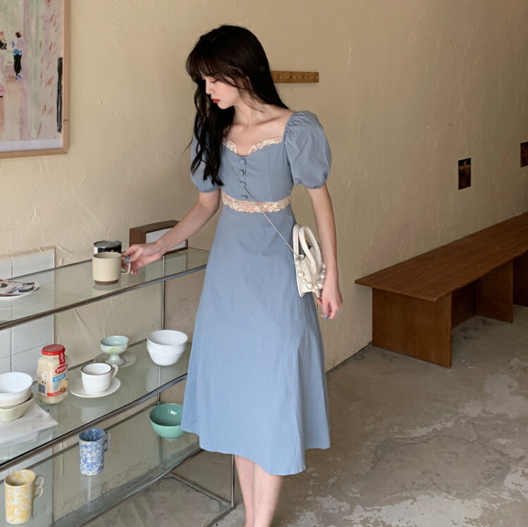 高見え 上品 大人っぽい スリム マキシ パフスリーブ ワンピース 韓国ファッション レディース T Ice Org Br