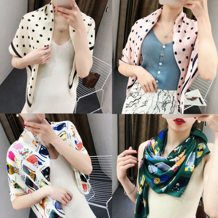 ファッション スカーフ ドット柄 日焼け止め Uvカット 海 韓国ファッション ハンカチ 水玉 T Educaps Com Br