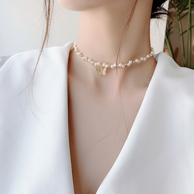 天然淡水パール　蝶々アクセサリー (T)
