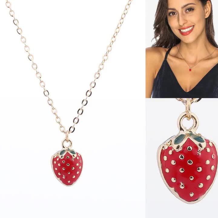 楽天市場】イチゴ 苺 パール ネックレス ブラック いちご