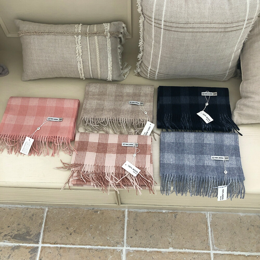 チェック柄ニットマフラー (T)
