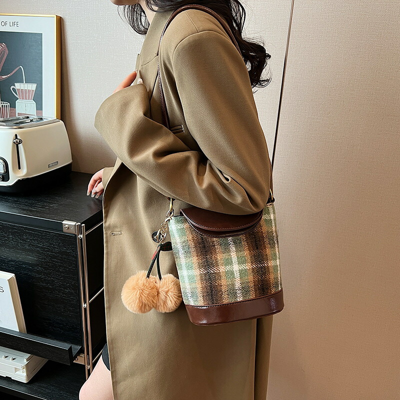 楽天市場】ハンドバッグ レディース チェック柄2wayバッグ 冬 布