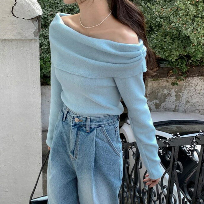 オフショルダー長袖Ｔシャツ (T)