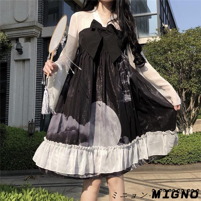レース ワンピ ゴスロリ クラシカル ゴシック 姫様 可愛い 蝶結びリボンフリル ワンピース 洋服 T Educaps Com Br