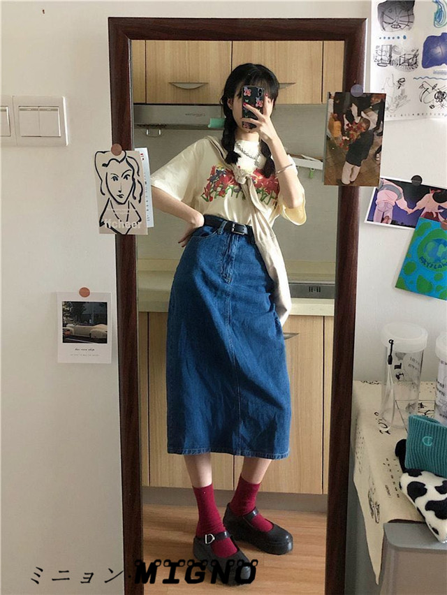 楽天市場 スカートスーツ 半袖 Tシャツ デニムスカート 2点セット カジュアル おしゃれ かわいい 大人 T グリンファクトリー