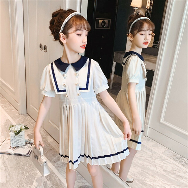 キッズ ワンピース ガールズ 女の子 レトロ フリル 子供服 プリ ツワンピース ロリータ キュート T Sylvainpaley Cool