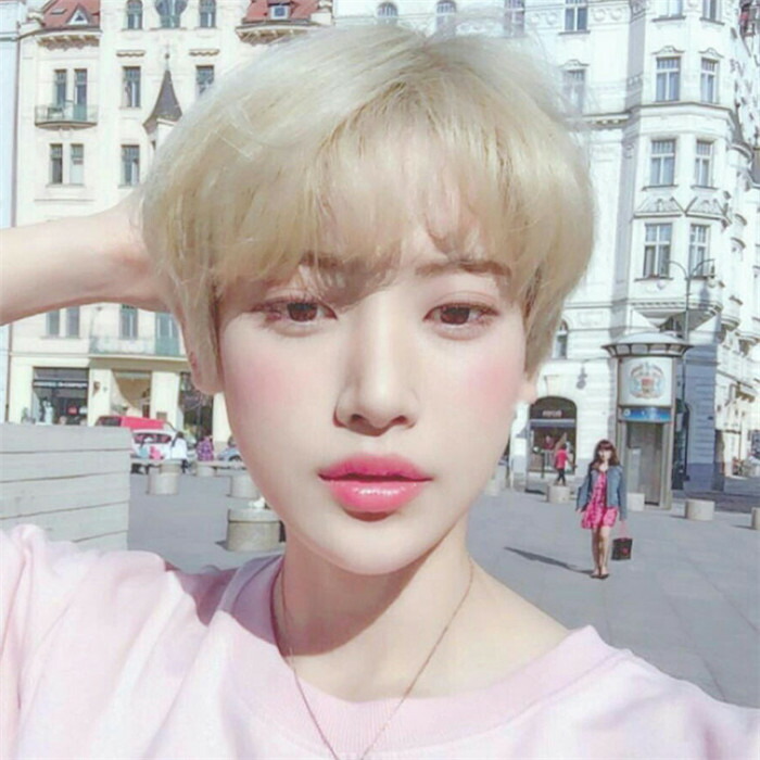 ウィッグ女性ショートヘア韓国ハンサムショートストレートヘアナチュラルふわふわゴールド T Jurisaxis Com