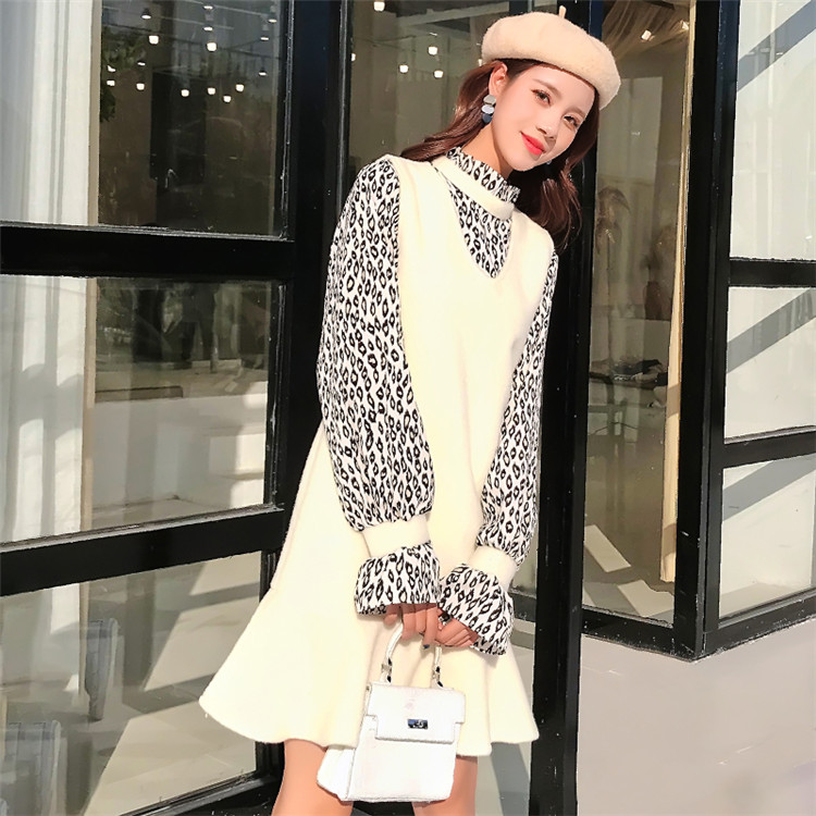 2グレイドひとそろい韓国モードセットもたもたレオパードトップスワンピース T Hotjobsafrica Org