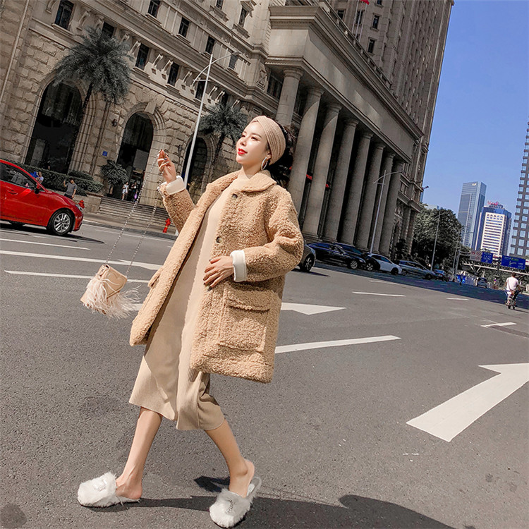 韓国ファッション物厚手防寒暖かい厚手子羊の毛コート T Mgpadel Com