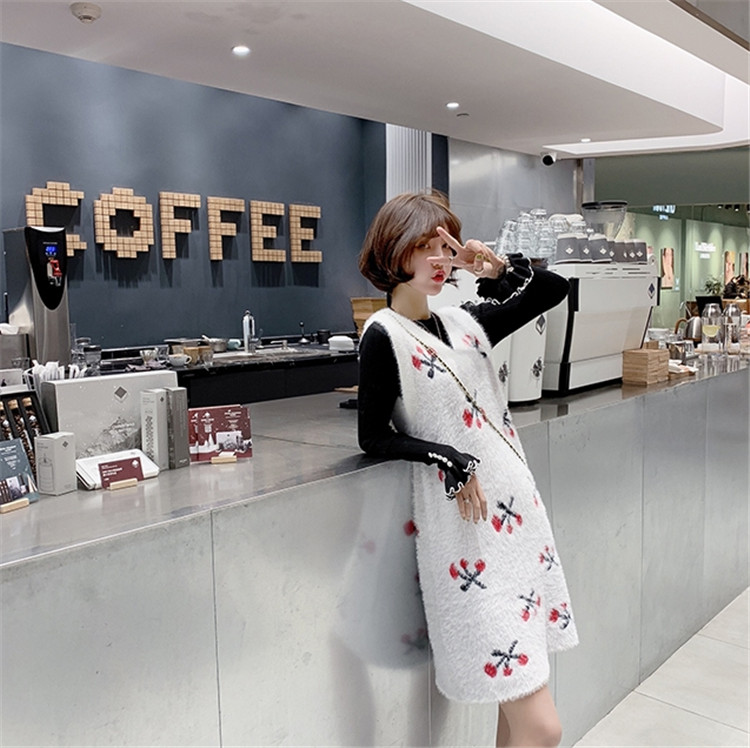 大人韓国ファッション チェリー ニット Vネック ワンピース T Marcsdesign Com
