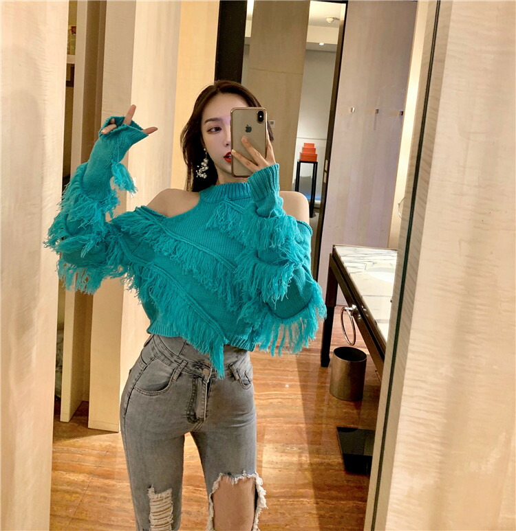 女性美up 韓国ファッション セクシー ショート丈 セーター T Giosenglish Com