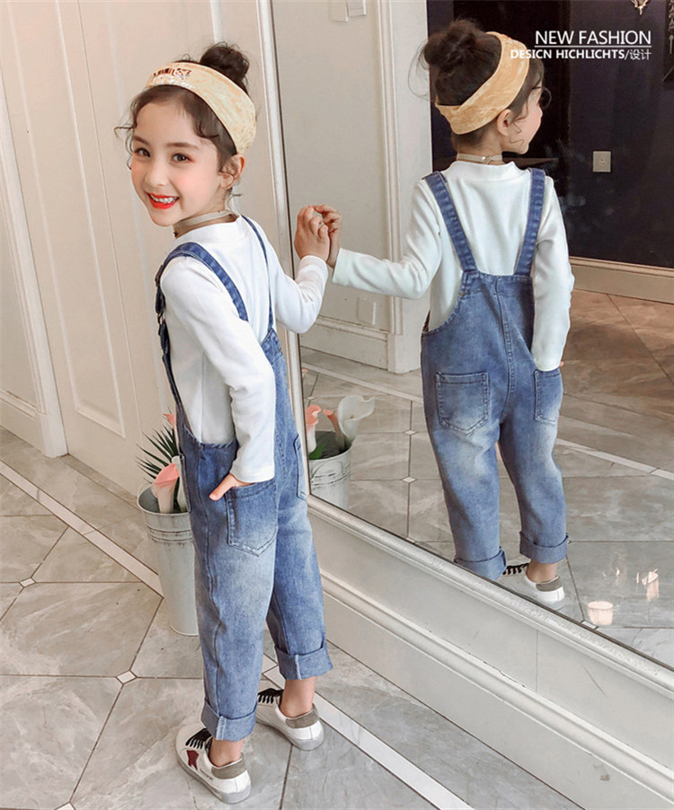 韓国子供服 流行のキッズ服 デニム 女の子ファッション サスペンダーのズボン T Educaps Com Br