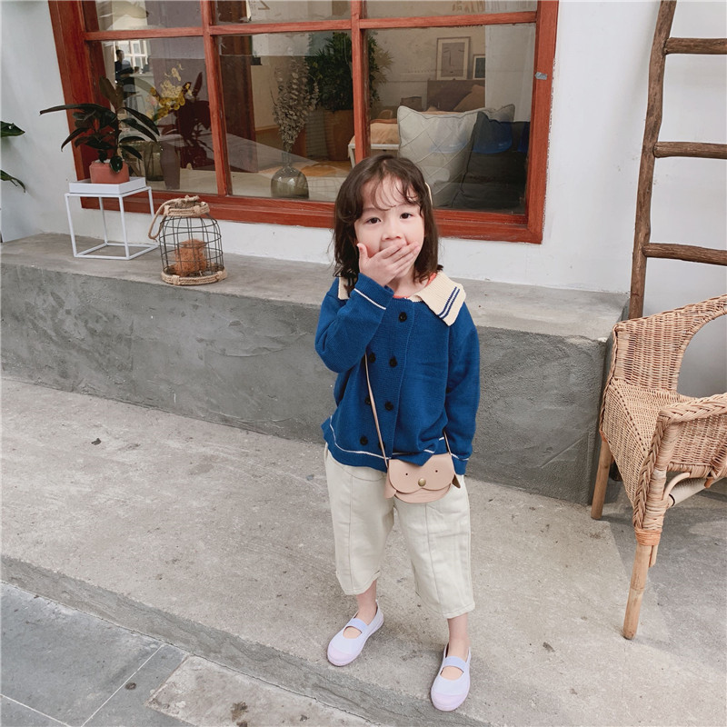 流行のキッズ服可愛い女の子可愛い系ダブルボタンニットカーディガントップス T Crunchusers Com