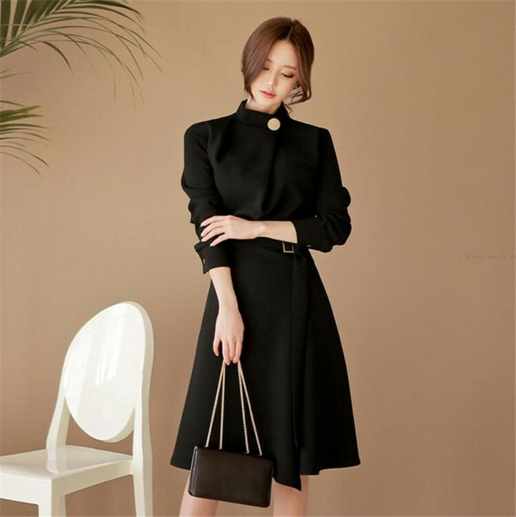 マガジンで紹介されました ファッショナブルな時好きゃしゃaラインラウンドネックワンピース T Fecdas Cat