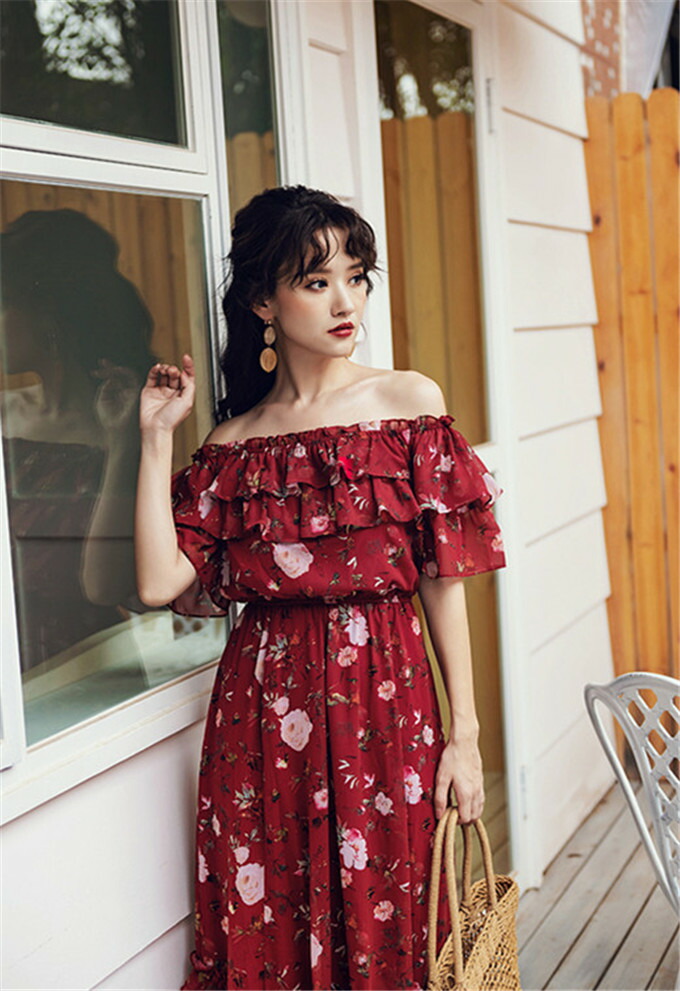 韓国ファッション ヴィンテージ シフォンスカート フリル ワンピース カジュアル T Marcsdesign Com