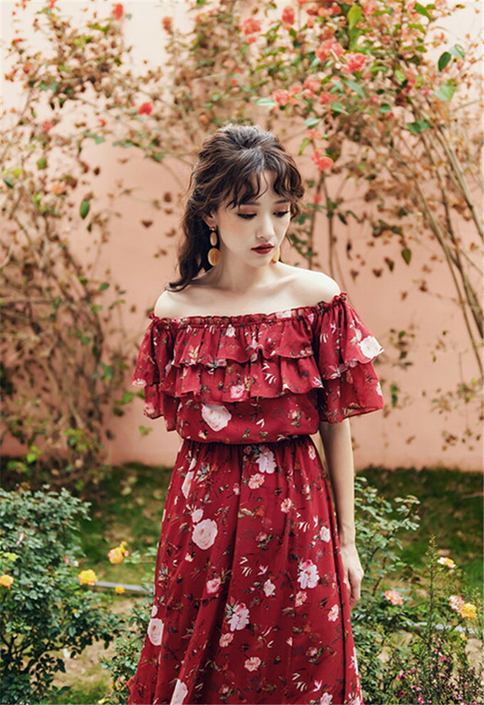 韓国ファッション ヴィンテージ シフォンスカート フリル ワンピース カジュアル T Marcsdesign Com