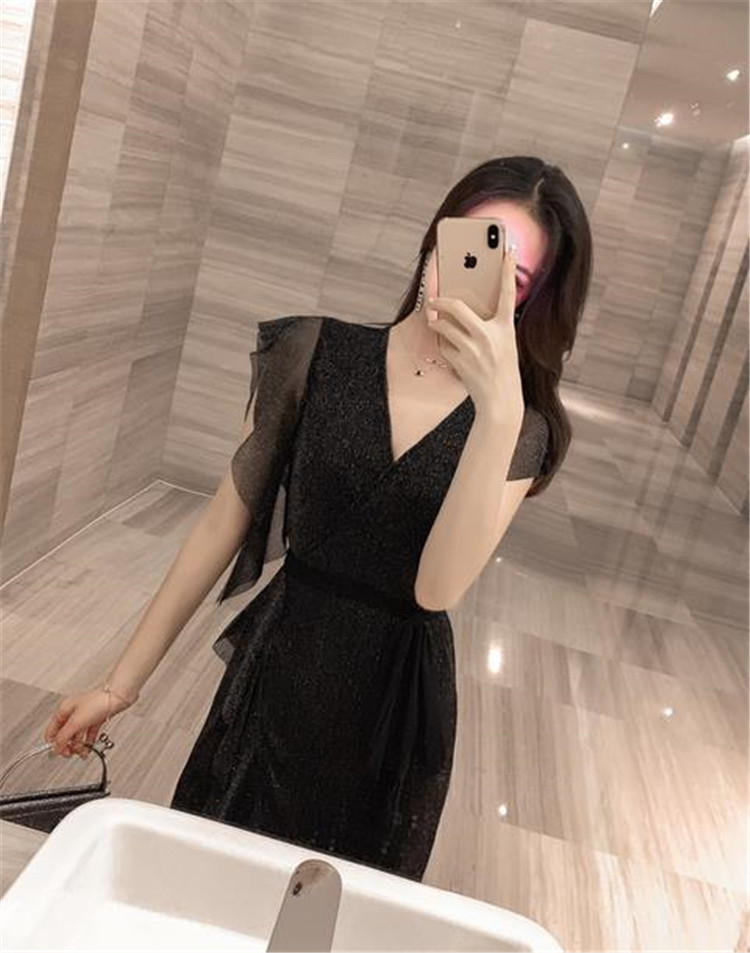 韓国ファッションフリルレーヨンaラインスリムvネックワンピース T Educaps Com Br