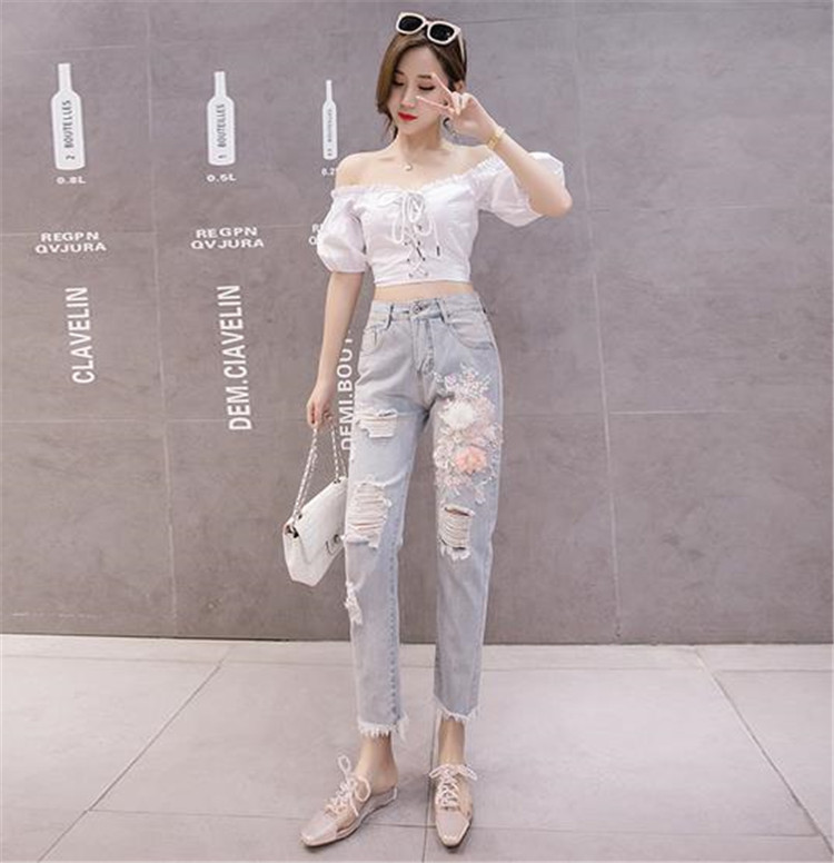 韓国ファッション 刺しゅう 不都合 ジーンズ 女流 のりのりま西 簡略下穿 T Hotjobsafrica Org