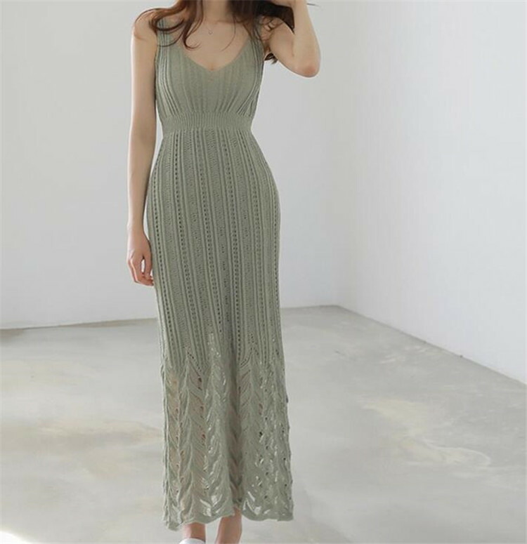 ニットワンピース 袖なし ロングセクション スリムフィット ワンピース T Korkmazmauritius Com