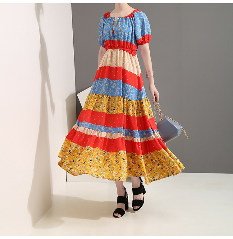 韓国ファッション 花柄ドレス 女性 フリルワンピース お洒落 爽やか ゆっ T Educaps Com Br