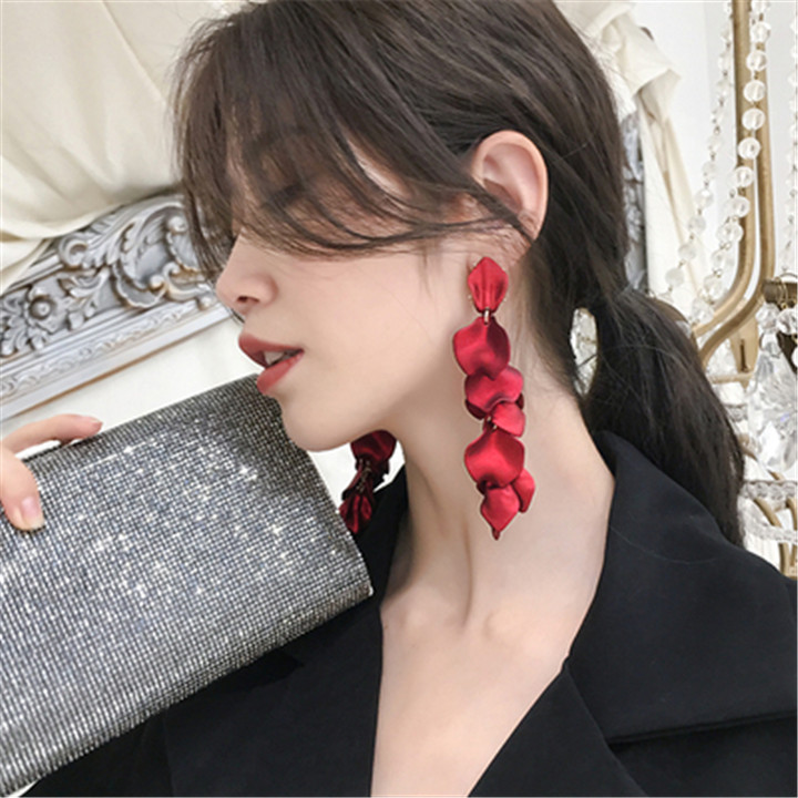 バラの花びら 誇張された 大きいイヤリング 女性 潮 耳の宝石類 T Letempslev K7a Com