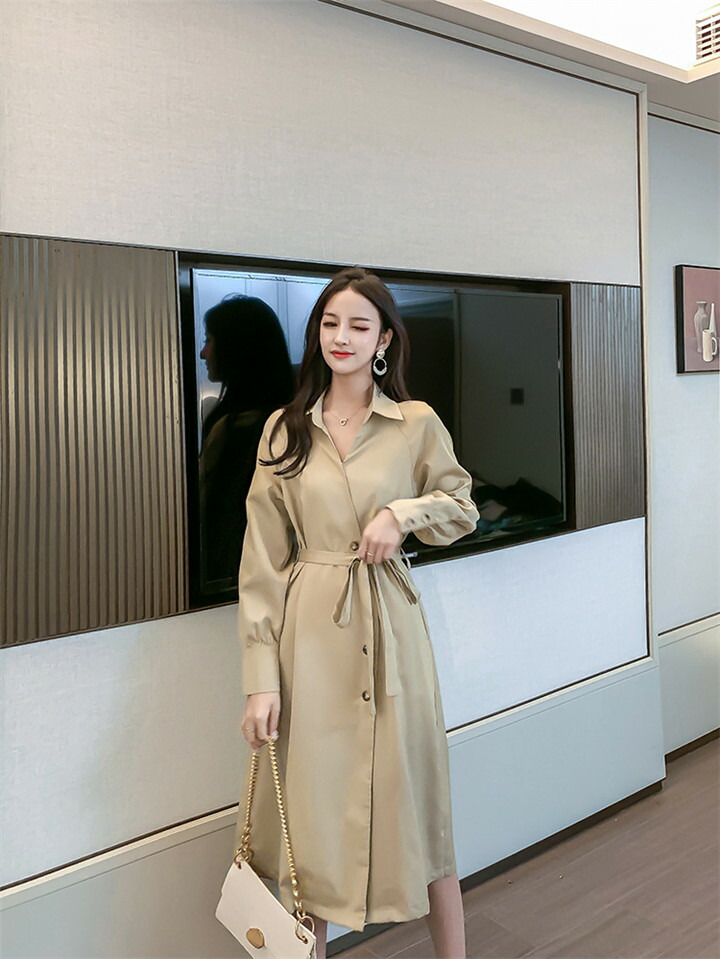 初初しいフランス共和国 レトロ 細い 酉の方角 トレンチコート 非公式 ロングスカート T Foxunivers Com