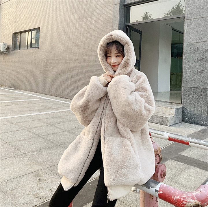 ゆるっとお洒落韓国 ファッション カジュアル 女性 模造ウサギの毛皮 コート T Educaps Com Br