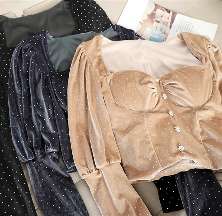 香港スタイル Vネック オフショルダー 可愛い ショート丈 トップス T Crunchusers Com