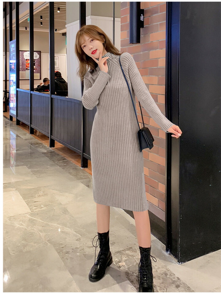 服先取り ロングスカート ニットワンピース 韓国 ハーフタートルネック T Mgpadel Com