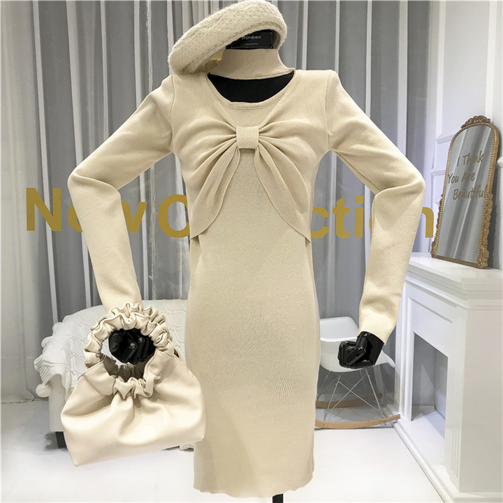 ニットワンピース 長袖 スリムフィット ハイウエスト ロングセクション カジュアル T Educaps Com Br