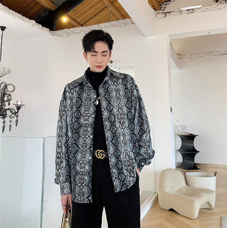 おしゃれの必需品 韓国ファッション 個性 ファッション ヘビ柄 プリント メンズ トップス T Educaps Com Br