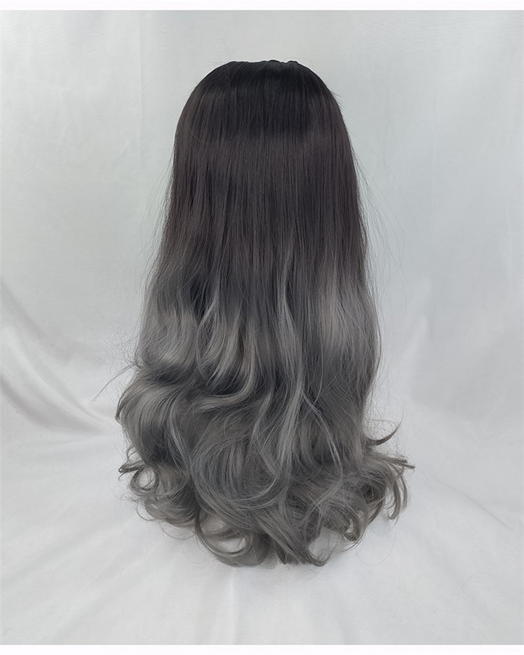 売れ筋外観 ハーフヘッドギア グラニーグレー グラデーションカラー ロングカーリーヘア ふくふく T Foxunivers Com