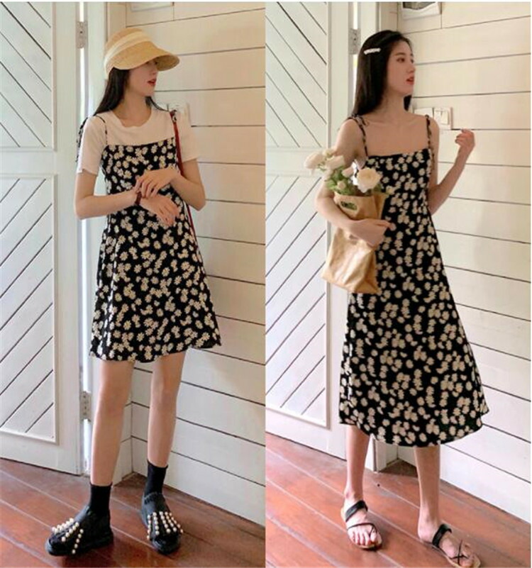 韓国デザイン ワンピース トレンド ハイウエスト ロングスカート デイジー サスペンダー T Jurisaxis Com