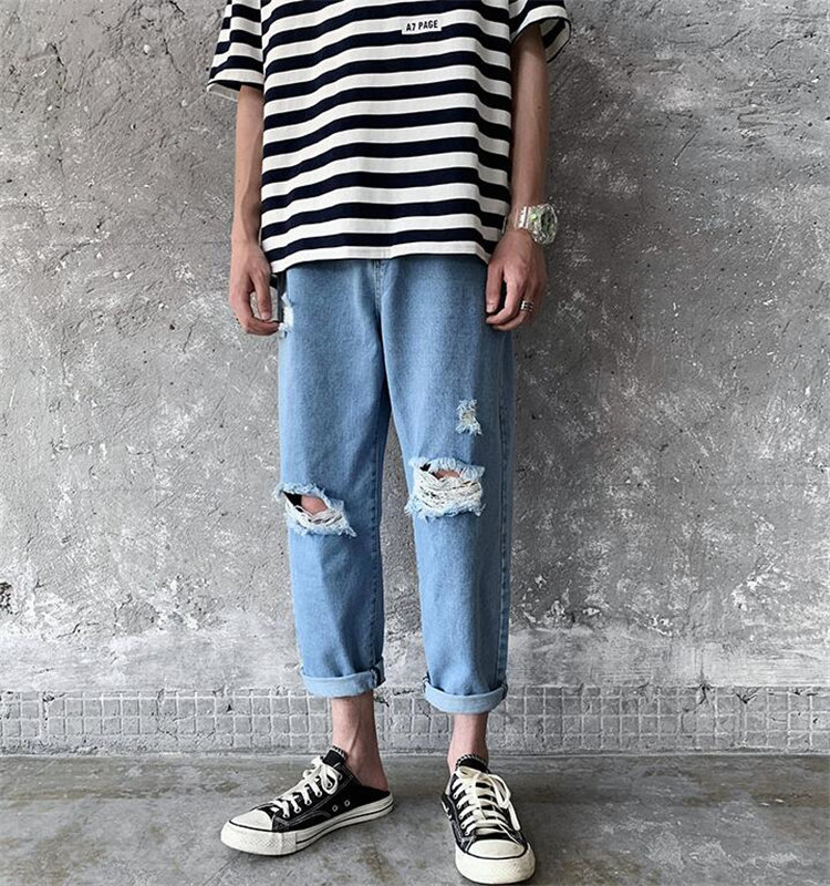 今からまで ダメージ ジーンズ 九分丈パンツ ストレート カジュアル 減齢 おしゃれ T Educaps Com Br