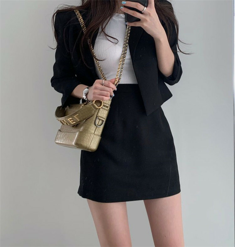 韓国ファッション シンプル おしゃれ テクスチャ スーツ ショート丈 コート T Concertideas Com