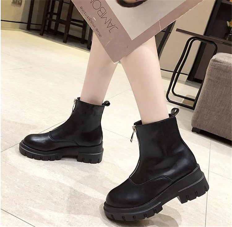 すそのじつランク 韓国流行り物 向う正面ジッパー マフィン ミッドヒール マーチンブーツ T Foxunivers Com