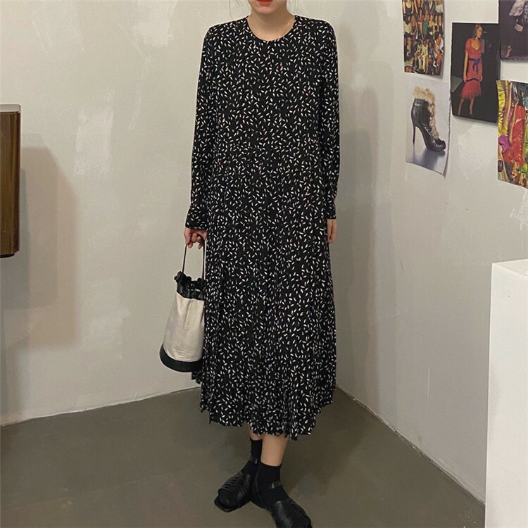 人目を引く美人 プリーツスカート ワンピース フレンチ レトロ 花柄 ゆったり 快適 T Kermobile Com