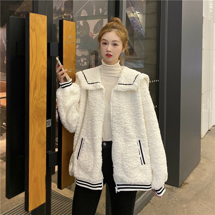 韓国ファッションゆったりチェスターコート学生 ジッパー 可愛い ラペル 厚手 T Giosenglish Com