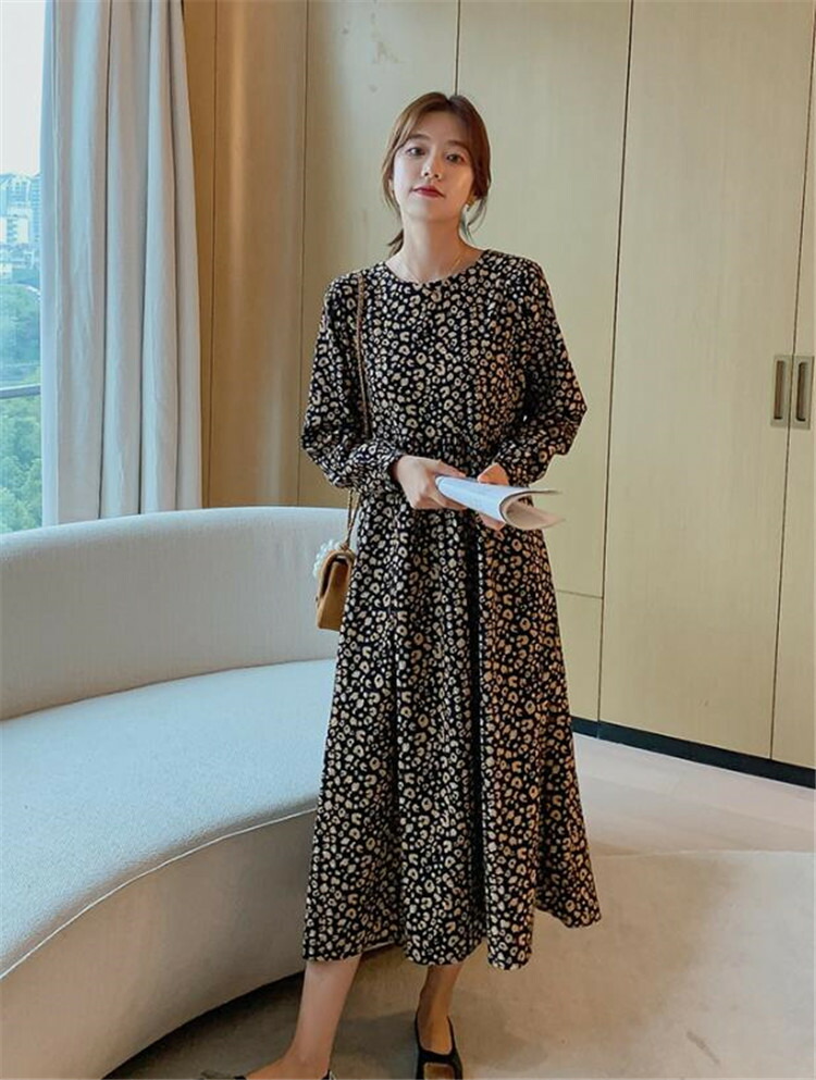 た目かわいい 韓国ファッション レオパード柄 トレンド 快適 コーデュロイ ワンピース T Educaps Com Br