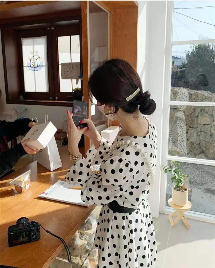 売り切れ次第終了 韓国ファッション シンプル ラウンドネック レトロ ドット ワンピース T Vmaphotographystudios Com