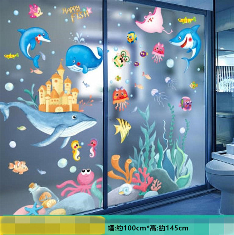 韓国ファッション 壁紙 粘着性 トイレ 防水 ガラスステッカー バスルーム 3dステレオ 漫画 ステッカー T Educaps Com Br
