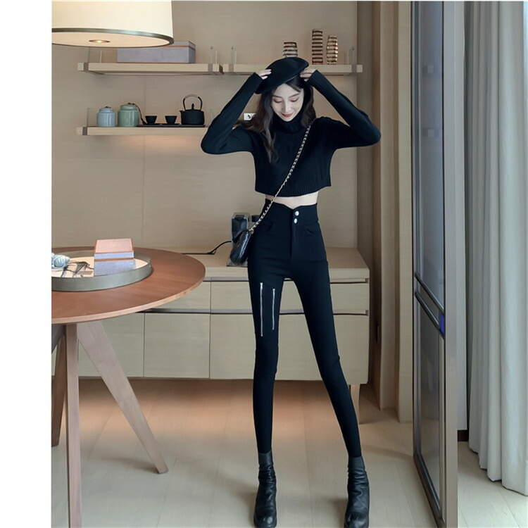 裏面可愛らしさ 韓国ファッション ノリノリウェストライン 華奢 チャック スキニーパンツ T Hotjobsafrica Org