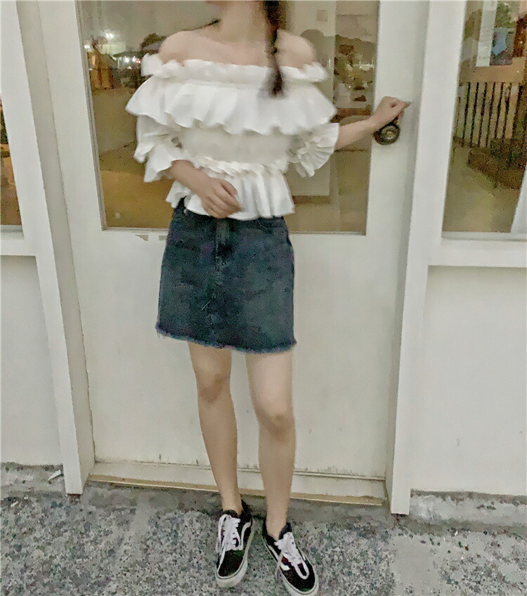 韓国ファッション オフショルダー おしゃれ フリル 可愛い系 若見せ T Korkmazmauritius Com