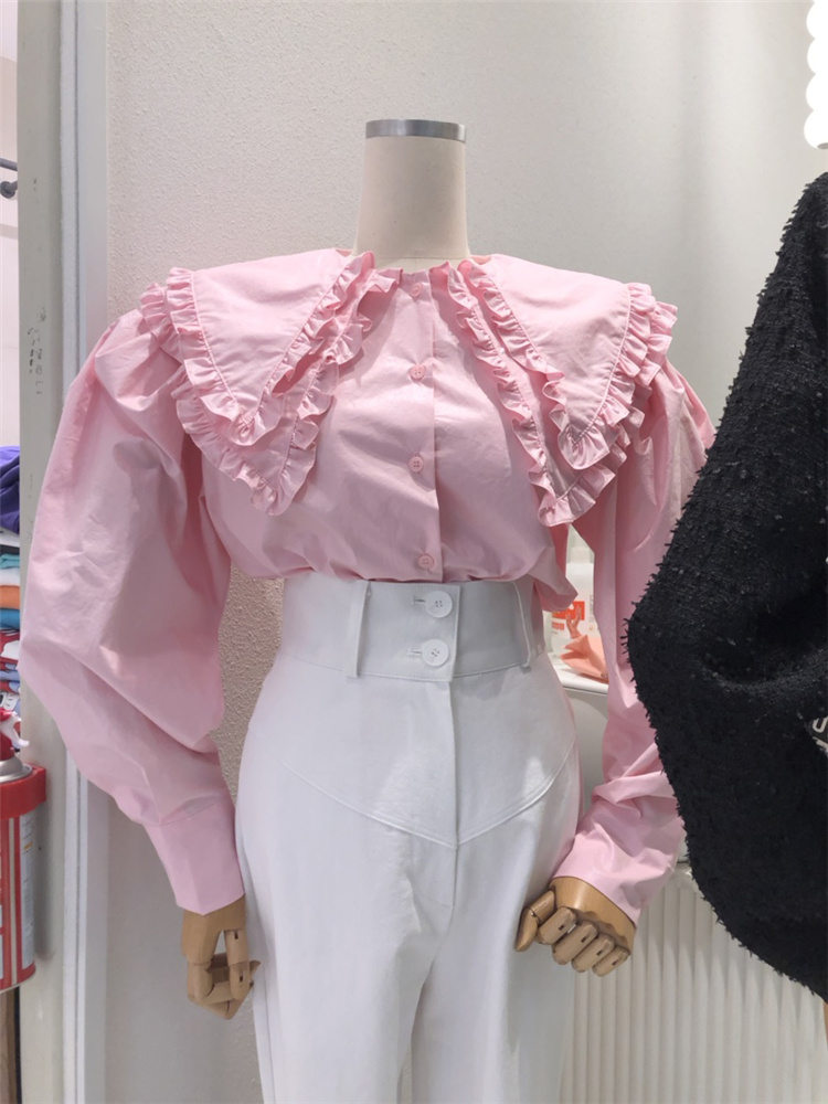 女子力アップ間違いなし ブラウス 人形の襟 可愛い系 ファッション スリム T Marcsdesign Com