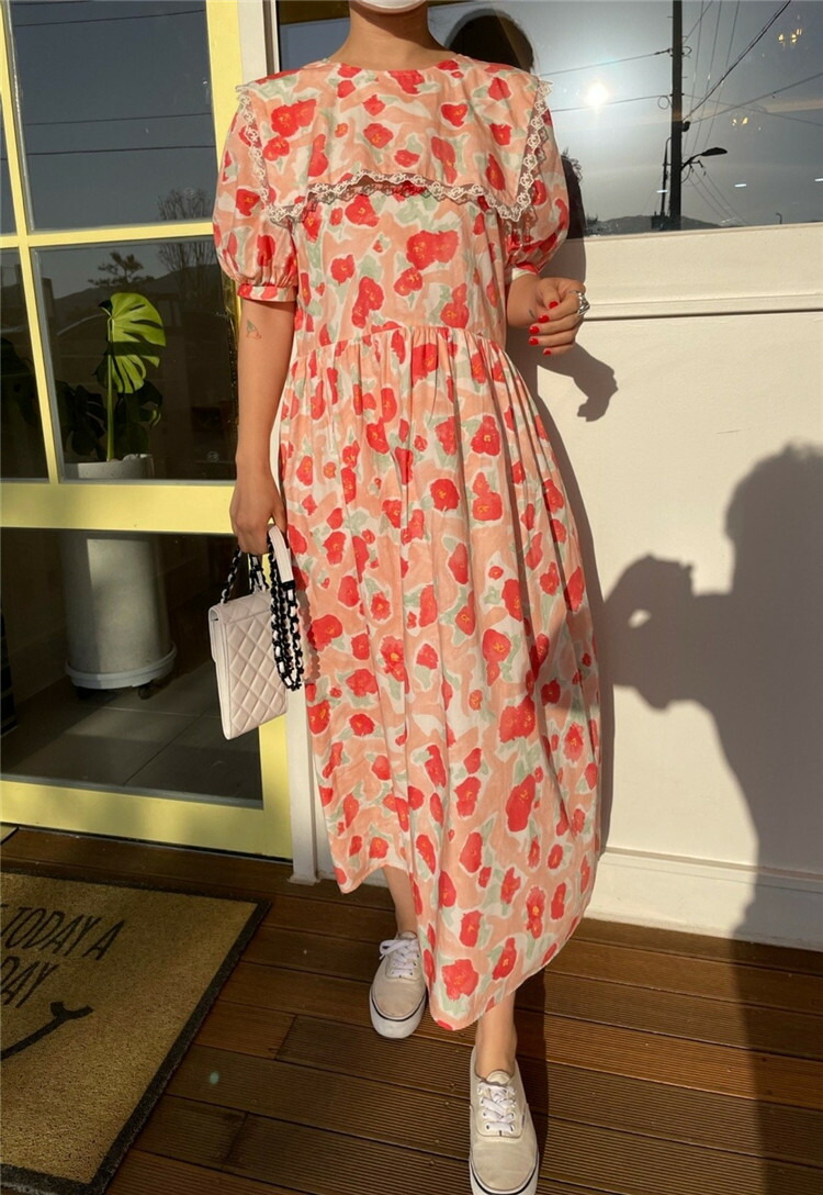 ニュースタイル ラペル パフスリーブ 可愛い系 ロングセクション ワンピース 可愛い 原宿ボーイフレンド風 T Butlerchimneys Com