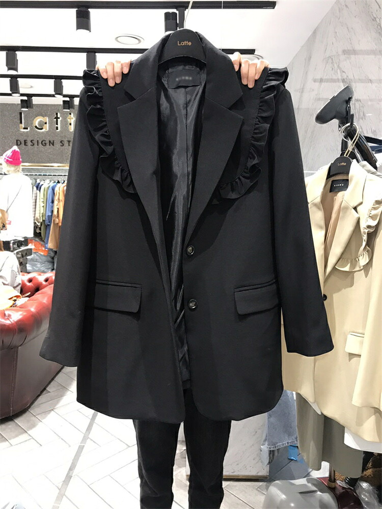 美シルエット 長袖 コート スーツ ボタン スリム[K](T)