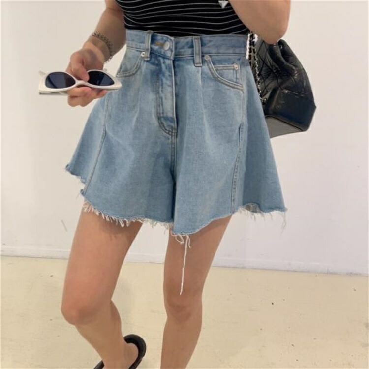 ハイウエスト×Aシルエット デニムキュロット (T)