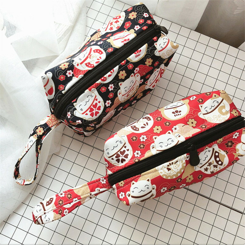 和風化粧ポーチ コスメポーチ 可愛いメイクポーチ 招き猫 小物いりバッグ コンパクト T Educaps Com Br