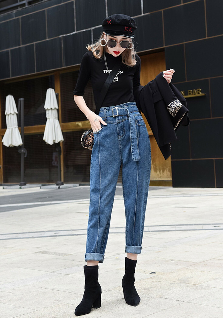 メンズユニセックス テーパードパンツ デニムパンツ ジーンズ ロング丈 レディース ハイウエスト T Educaps Com Br